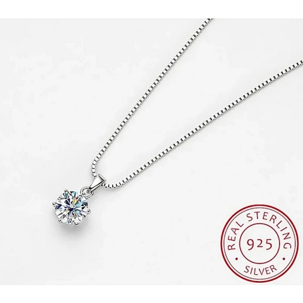 Womens 1 Carat Simulated Diamond Sterling Silver Necklace Size 1618